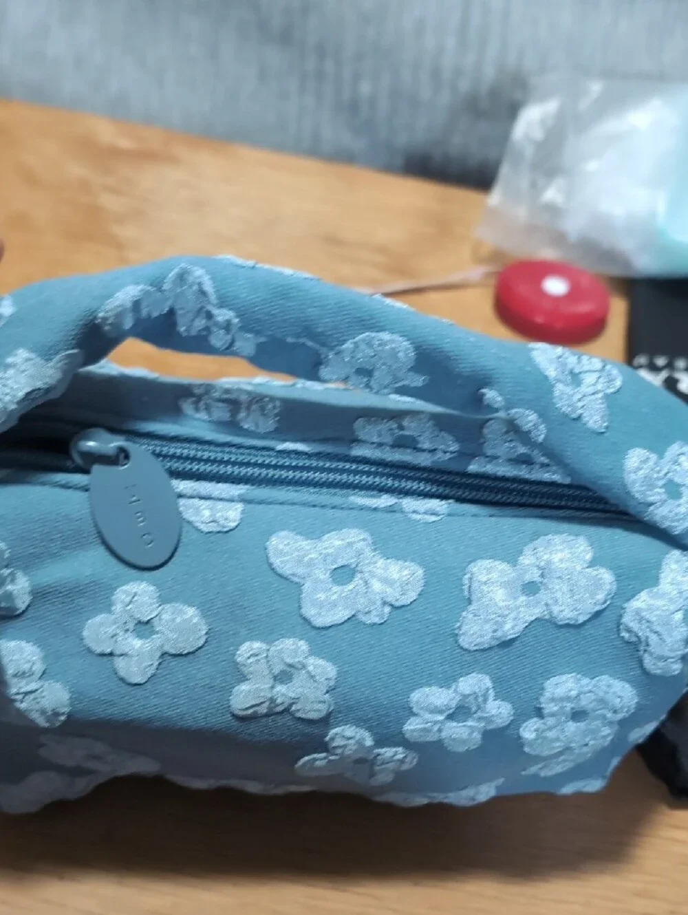Ulta Beauty Teal Blue Floral Appliqué Cosmetic Pouch
